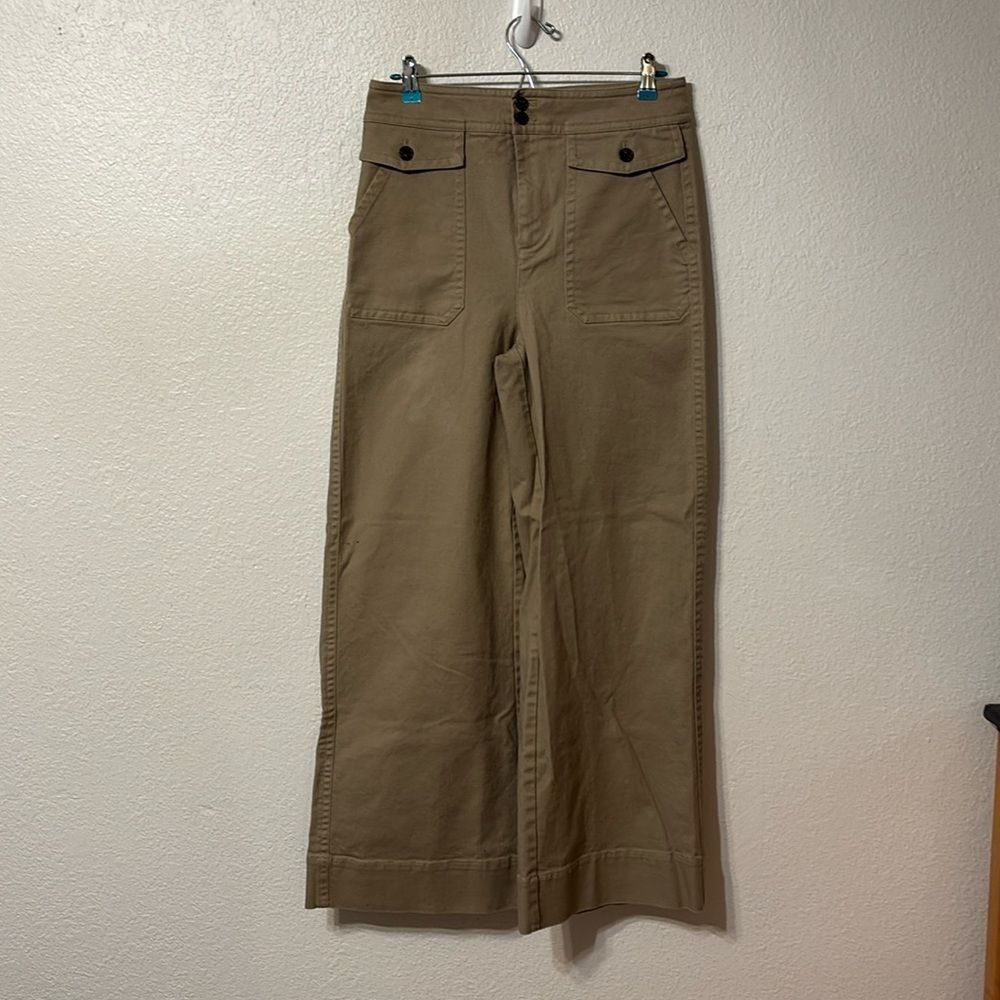 J. Crew Officer Patch-Pocket Wide-Leg Twill Pant 8 Tall